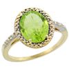 Image 1 : Natural 2.8 ctw Peridot & Diamond Engagement Ring 14K Yellow Gold - REF-39H4W