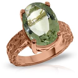 Genuine 7.5 ctw Green Amethyst Ring Jewelry 14KT Rose Gold - REF-125A9K