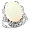 Image 1 : Natural 13.83 ctw opal & Diamond Engagement Ring 14K White Gold - REF-131G4M