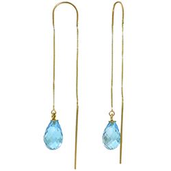 Genuine 4.5 ctw Blue Topaz Earrings Jewelry 14KT Yellow Gold - REF-20H4X