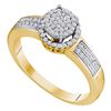 Image 1 : 0.25 CTW Diamond Cluster Bridal Engagement Ring 10KT Yellow Gold - REF-22H4M