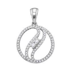 0.16 CTW Diamond 2-stone Divided Circle Pendant 10KT White Gold - REF-14M9H