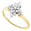 Image 1 : 0.25 CTW Prong-set Diamond Oval Cluster Ring 10KT Yellow Gold - REF-16F4N