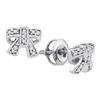 Image 1 : 0.10 CTW Diamond Ribbon Bow Cluster Screwback Earrings 10KT White Gold - REF-13M4H