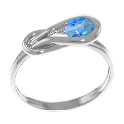 Genuine 0.65 ctw Blue Topaz Ring Jewelry 14KT White Gold - REF-47K2V