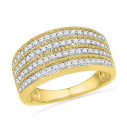 0.50 CTW Diamond Four Row Milgrain Ring 10KT Yellow Gold - REF-47M9H