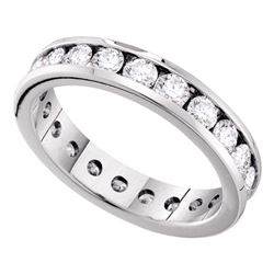 1 CTW Diamond Eternity Wedding Anniversary Ring 14KT White Gold - REF-97N4F