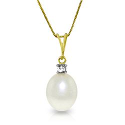 Genuine 4.05 ctw Pearl & Diamond Necklace Jewelry 14KT Yellow Gold - REF-21Y2F