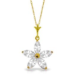 Genuine 1.40 ctw White Topaz Necklace Jewelry 14KT Yellow Gold - REF-25M8T