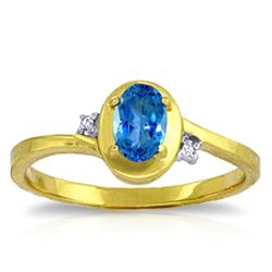 Genuine 0.51 ctw Blue Topaz & Diamond Ring Jewelry 14KT Yellow Gold - REF-25Y4F