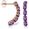 Image 1 : Genuine 2.5 ctw Amethyst Earrings Jewelry 14KT Rose Gold - REF-37P4H