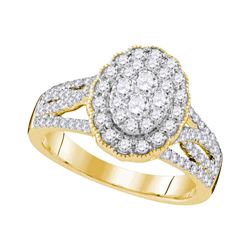 1.02 CTW Diamond Oval Halo Cluster Bridal Engagement Ring 10KT Yellow Gold - REF-119M9H