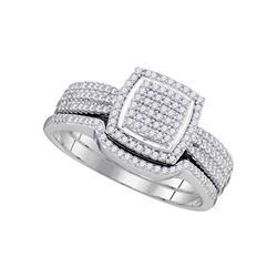 0.49 CTW Diamond Square Cluster Bridal Engagement Ring 10KT White Gold - REF-48H7M