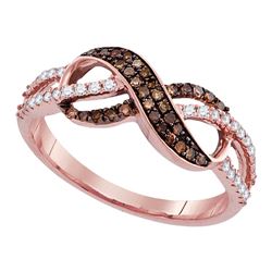 0.35 CTW Cognac-brown Color Diamond Infinity Ring 14KT Rose Gold - REF-33F8N
