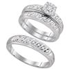 Image 1 : 0.30 CTW His & Hers Diamond Cluster Matching Bridal Ring 10KT White Gold - REF-41W9K