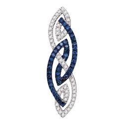 0.25 CTW Color Blue Diamond Fashion Charm Pendant 10KT White Gold - REF-25X4Y