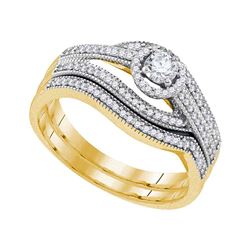 0.38 CTW Diamond Halo Bridal Engagement Ring 10KT Yellow Gold - REF-57N2F