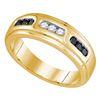 0.35 CTW Black Color Diamond Channel-set Mens Anniversary Ring 10KT Yellow Gold - REF-34N4F