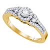 0.50 CTW Diamond Solitaire Halo Bridal Engagement Ring 14KT Yellow Gold - REF-64F4N