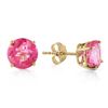 Genuine 3.1 ctw Pink Topaz Earrings Jewelry 14KT Yellow Gold - REF-25W3Y