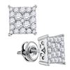 0.95 CTW Diamond Square Cluster Stud Earrings 10KT White Gold - REF-59Y9X