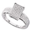 Image 1 : 0.20 CTW Diamond Rectangle Cluster Bridal Engagement Ring 10KT White Gold - REF-26F9N