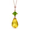 Genuine 5.5 ctw Citrine & Peridot Necklace Jewelry 14KT Rose Gold - REF-22H2X