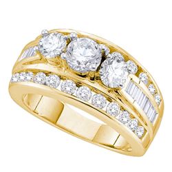 1 CTW Diamond 3-stone Bridal Engagement Ring 14KT Yellow Gold - REF-149W9K