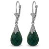 Genuine 8 ctw Created Green Sapphire Earrings Jewelry 14KT White Gold - REF-34T3A