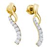 Image 1 : 0.50 CTW Diamond Graduated Journey Screwback Earrings 14KT Yellow Gold - REF-44F9N