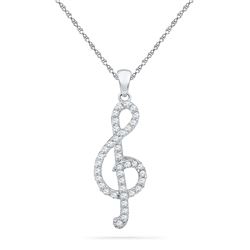 0.33 CTW Diamond Treble Clef Music Pendant 10KT White Gold - REF-26W9K