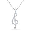 Image 1 : 0.33 CTW Diamond Treble Clef Music Pendant 10KT White Gold - REF-26W9K