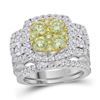 Image 1 : 3.04 CTW Yellow Diamond Bridal Engagement Ring 14KT White Gold - REF-359M9H