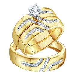 0.25 CTW His & Hers Diamond Solitaire Matching Bridal Ring 14KT Yellow Gold - REF-57H2M