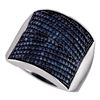 Image 1 : 1.01 CTW Blue Color Diamond Cocktail Ring 10KT White Gold - REF-53K9W