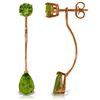 Image 1 : Genuine 4.2 ctw Peridot Earrings Jewelry 14KT Rose Gold - REF-32Z2N