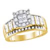 Image 1 : 0.99 CTW Princess Diamond Soleil Cluster Bridal Engagement Ring 10KT Yellow Gold - REF-82F4N