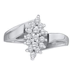 0.25 CTW Prong-set Diamond Oval Cluster Ring 10KT White Gold - REF-25X4Y