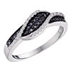 Image 1 : 0.25 CTW Black Color Diamond Crossover Ring 14KT White Gold - REF-30W2K