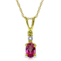 Genuine 0.46 ctw Pink Topaz & Diamond Necklace Jewelry 14KT Yellow Gold - REF-21Y6F