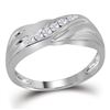 Image 1 : 0.14 CTW Mens Diamond Diagonal Single Row Wedding Ring 10KT White Gold - REF-26Y9X