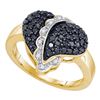 Image 1 : 0.64 CTW Black Color Diamond Heart Cluster Ring 10KT Yellow Gold - REF-30Y2X