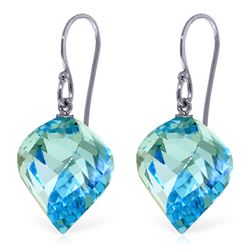 Genuine 27.8 ctw Blue Topaz Earrings Jewelry 14KT White Gold - REF-67K5V