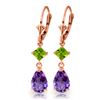 Image 1 : Genuine 4.5 ctw Amethyst & Peridot Earrings Jewelry 14KT Rose Gold - REF-41P4H