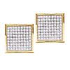 Image 1 : 0.90 CTW Pave-set Diamond Square Cluster Earrings 14KT Yellow Gold - REF-49X5Y