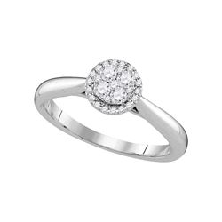 0.25 CTW Diamond Cluster Bridal Engagement Ring 14KT White Gold - REF-37F5N