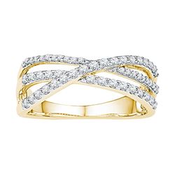 0.50 CTW Diamond Triple Strand Crossover Ring 10KT Yellow Gold - REF-41X9Y