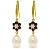 Image 1 : Genuine 9.01 ctw Garnet, Pearl & Diamond Earrings Jewelry 14KT Yellow Gold - REF-44R3P