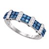 Image 1 : 0.70 CTW Blue Color Diamond Ring 10KT White Gold - REF-40K4W