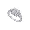 Image 1 : 0.20 CTW Diamond Square Cluster Heart-Ring 10KT White Gold - REF-24X2Y